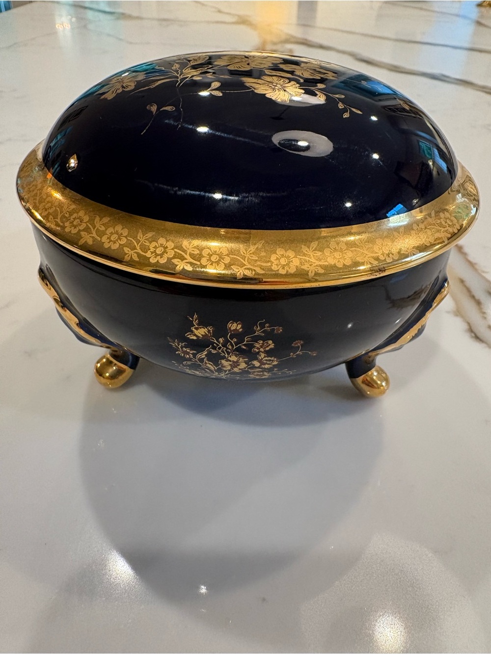 Vintage Limoges Covered Trinket Disk